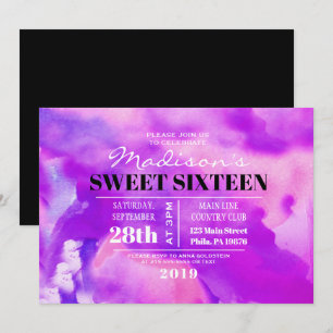 Sou Purple WATERCOLOR Doce 16 Convite