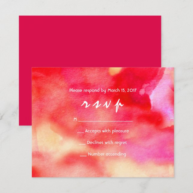 Sou Red WATERCOLOR Bat Mitzvah Convite (Frente/Verso)