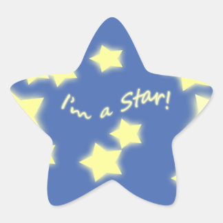 Sou uma estrela! Adesivo de estrela azul/amarela