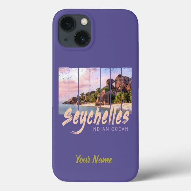 Souvenir do pôr do sol do Oceano Índico Seicheles (Verso)