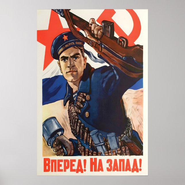 Soviet Navy Recruitment Poster WWII Red Army (Frente)