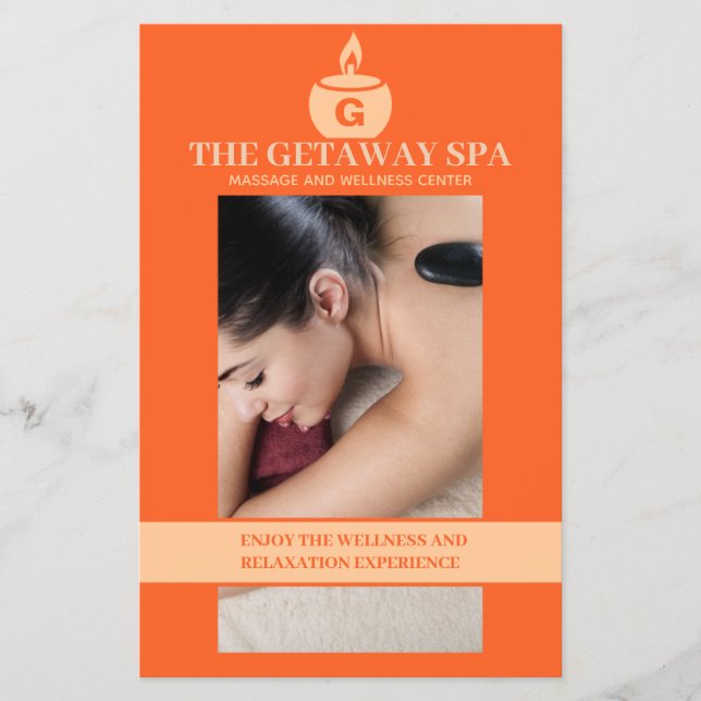 Spa e Massage Orange e Cream Flyer (Frente)