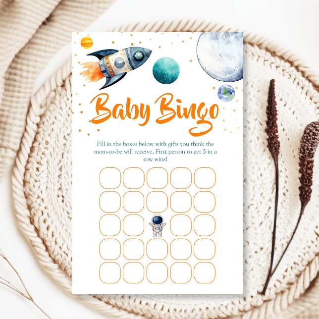 Space Baby Shower Bingo Game Card Rocket Ship  (Criador carregado)