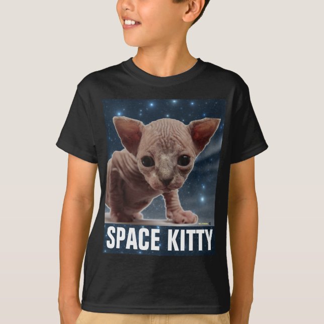 SPACE CAT Engraçado Boys Crianças T-Shirts (Frente)