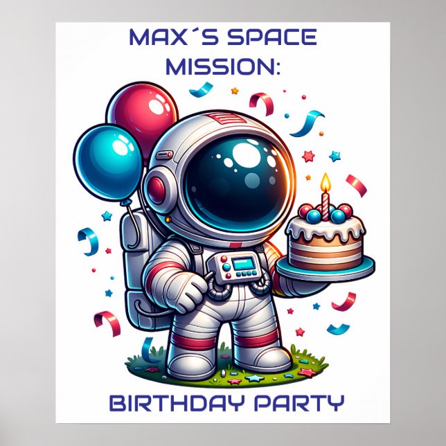 Space Explorer Astronaut Birthday Poster Custom (Frente)