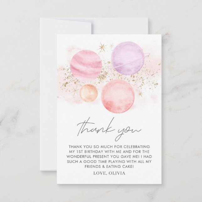 Space Girls Birthday Flat Cartões de agradecimento (Frente)