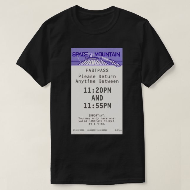 Space Mountain Fastpass Classic T-Shirt (Frente do Design)