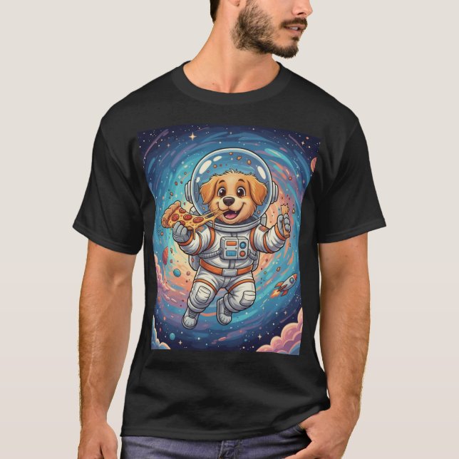 Space Pizza Pawty T-Shirt para homens e mulheres (Frente)