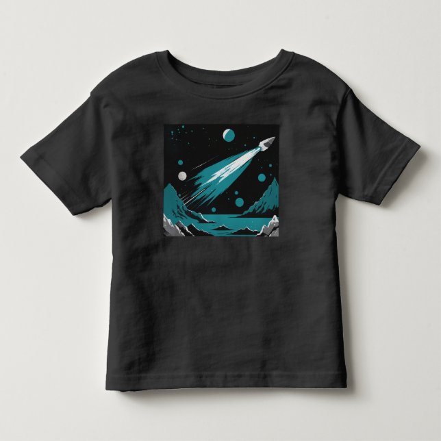 Space Rocket – Grey & Blue Toddler T-Shirt (Frente)