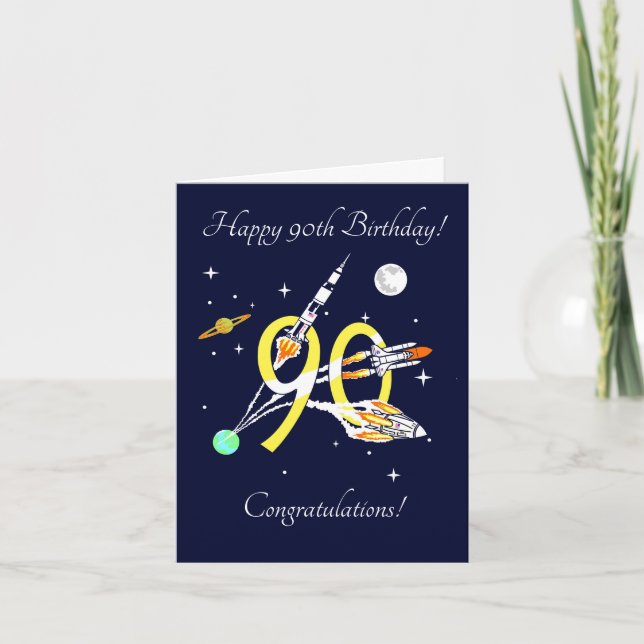 Space Rockets 90 - Cartão de aniversário (Frente)