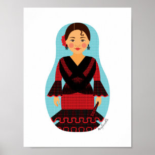 Spaniard Red Dress Matryoshka Poster