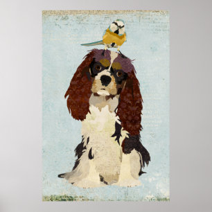 Spaniel de rei Charles & poster pequeno da arte do