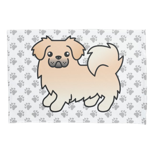 Spaniel Tibetano Creme Cachorro de Desenho Animado (Frente)