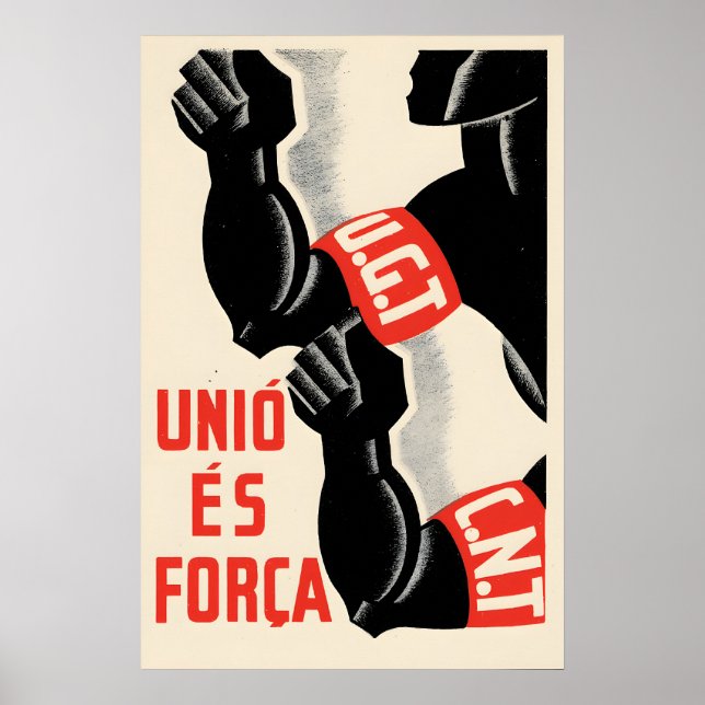 Spanish Civil War Poster UGT CNT Unity is strength (Frente)