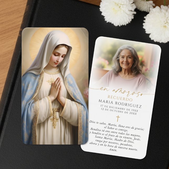 Spanish Virgin Mary Hail Mary Photo Prayer Cards (Criador carregado)