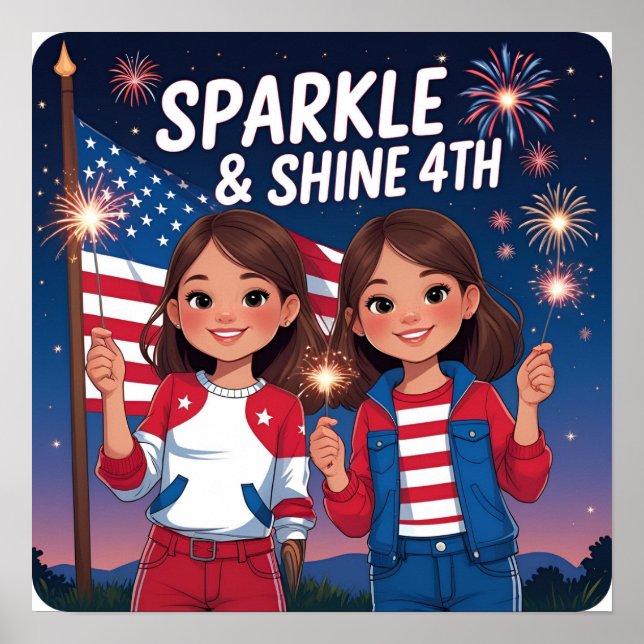 Sparkle e Shine 4th Kids Poster Impressão (Frente)
