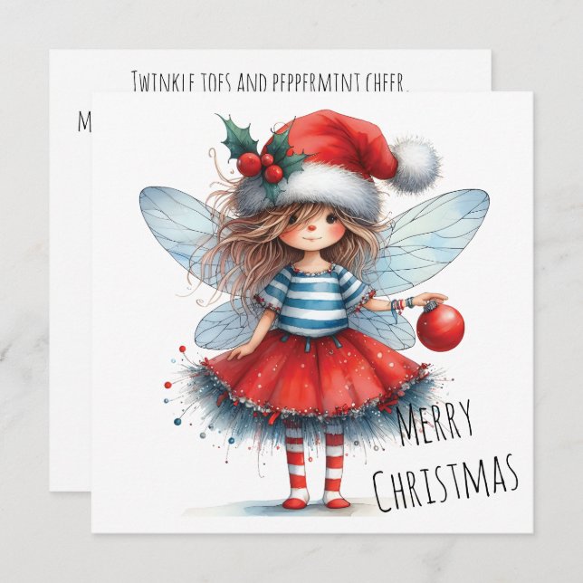 Sparkle Fairy with Ornament – Holiday Card (Frente/Verso)