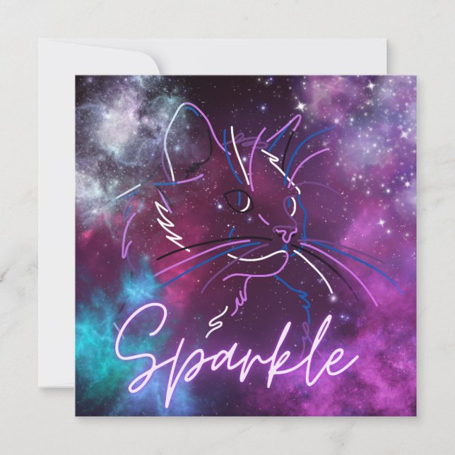 Sparkle- neon galaxy convite para gatos (Frente)