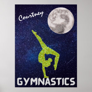 Sparkly Gymnast in Space by the Moon Poster