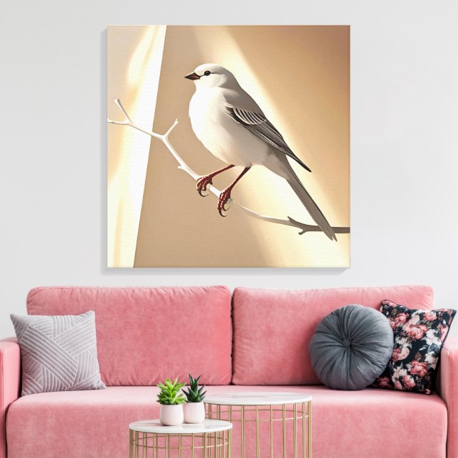 Sparrow Bird Canvas Wall Art | Cute Little Bird (Insitu(Sala de estar))