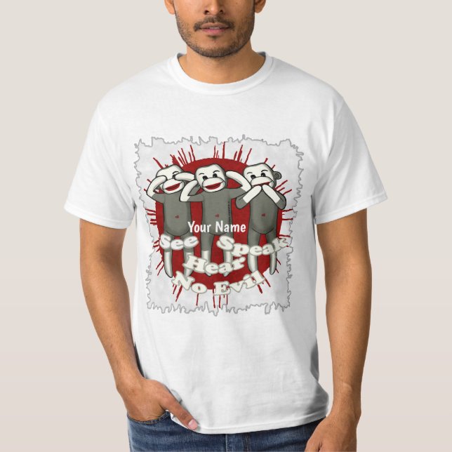 Speak No Evil Sock Monkeys t-shirt (Frente)