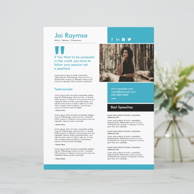 Speaker One Sheet Template (Em pé/Frente)