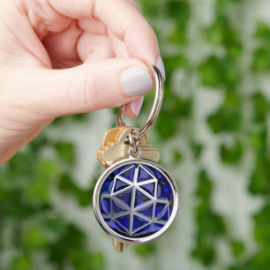 Sphere Blue Sapphire Gemstone Chaveiro