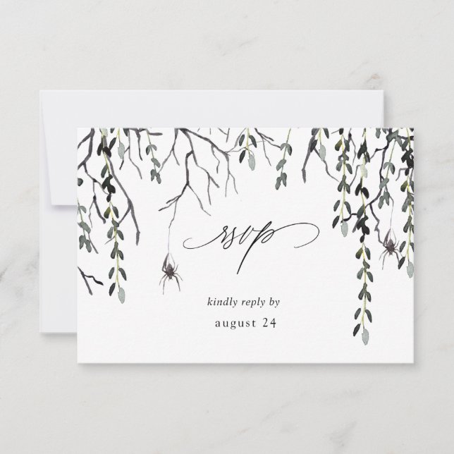 Spider & Twigs Halloween w RSVP White (Frente)