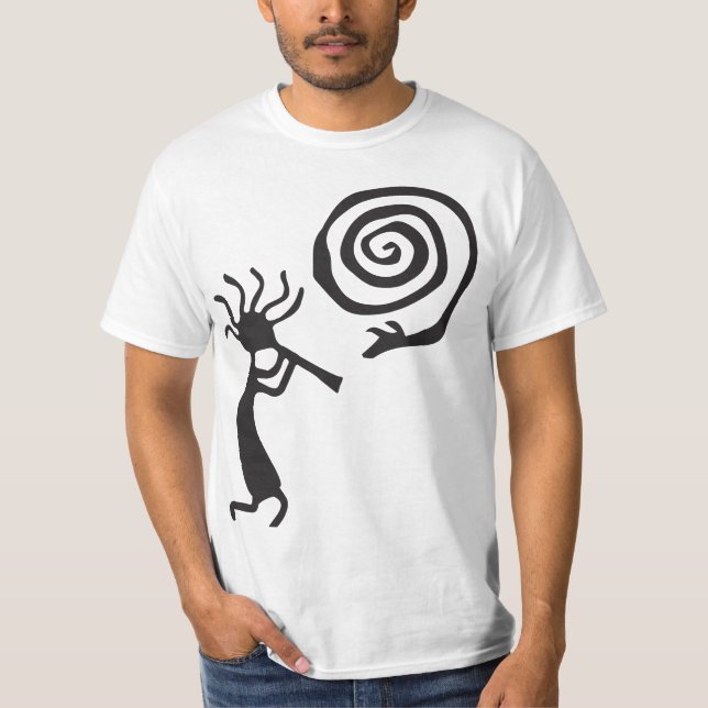 Spiral Petroglicphs Kokopelli T-Shirt (Frente)