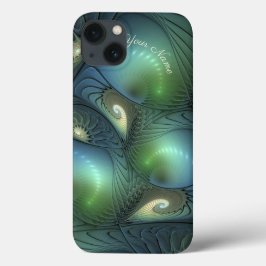 Spirals Teal Beige Green Abstrato Fractal Art Name