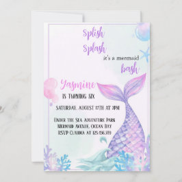 splash mermaid convite de aniversário