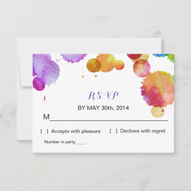 Splat da pintura da aguarela que Wedding o cartão (Frente)