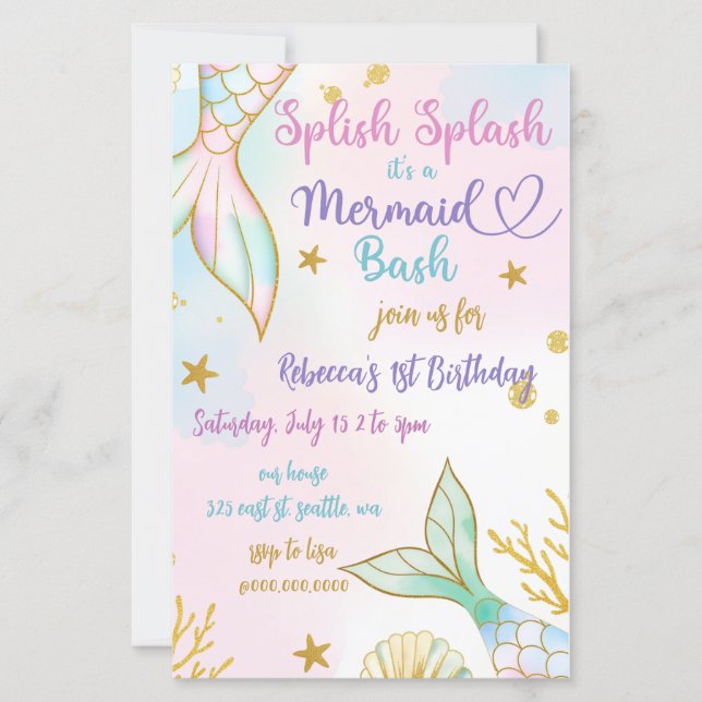 Splish Splash Mermaid Bash Birthday Party (Frente)