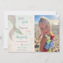 Splish Splash Smermaid Aniversário Foto Convite