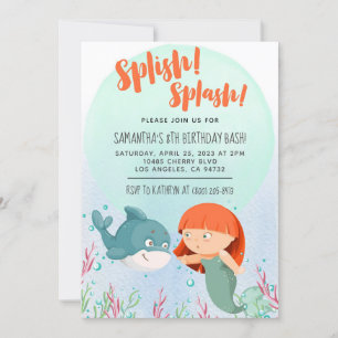 Splish Splash Smermaid Birthday Bash Convite