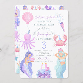 Splish Splash Smermaid Birthday Bash Convite