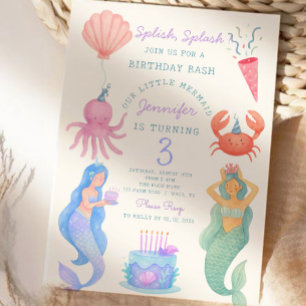 Splish Splash Smermaid Birthday Bash Convite