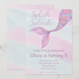 Splish Splash Smermaid Convite de Aniversário