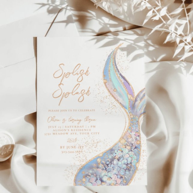 Splish Splash Smermaid Convite de Aniversário (Criador carregado)