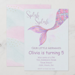Splish Splash Smermaid Convite de Aniversário