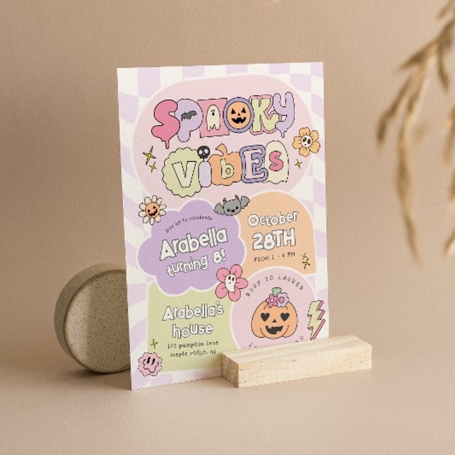 Spookes Vibes Preppy Halloween Convite de Aniversá (Criador carregado)