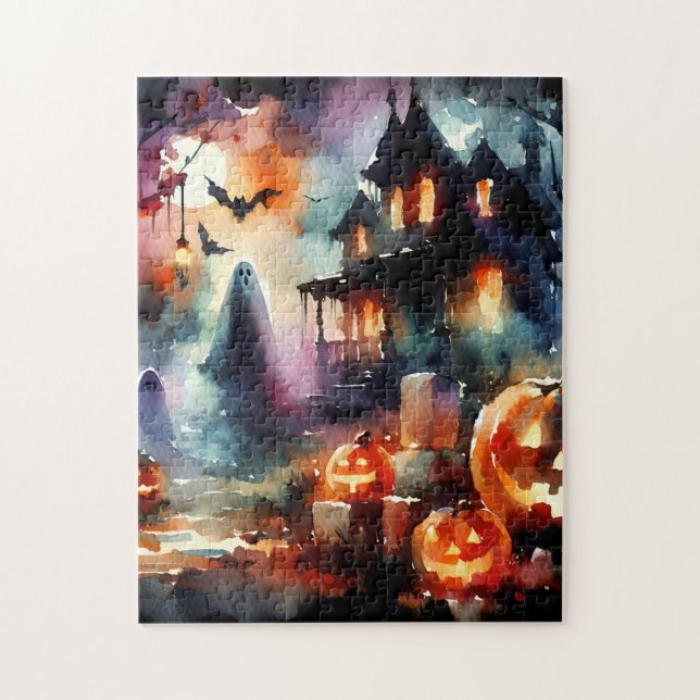 Spookie Halloween Watercolor Quebra-cabeça (Vertical)