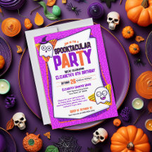 Spooktacular Fantasmas Roxo Convite de Aniversário