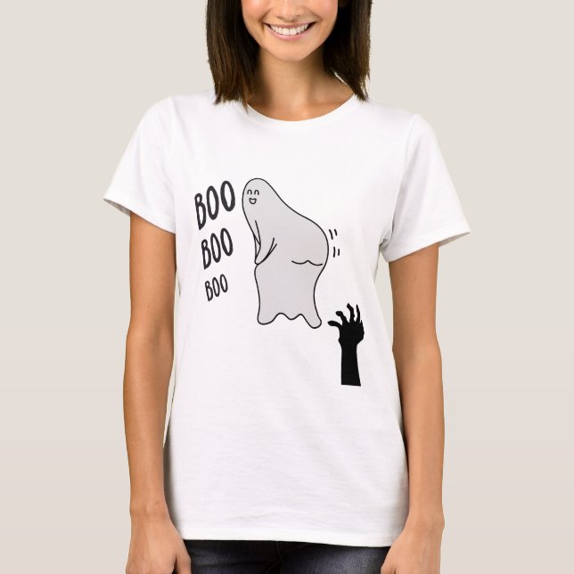 Spooky Boo Ghost Halloween Engraçado Camisa Novelt (Frente)