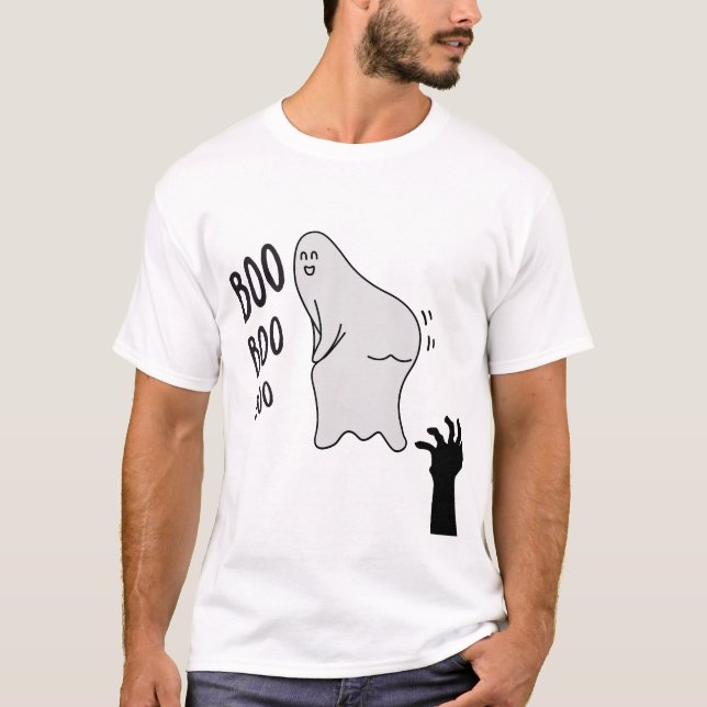 Spooky Boo Ghost Halloween Engraçado Camisa Novelt (Frente)