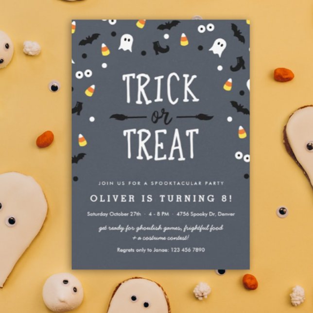 Spooky Confetti Halloween - Convites de Aniversári (Trick or Treat Halloween theme birthday party invitation for your kiddo!)