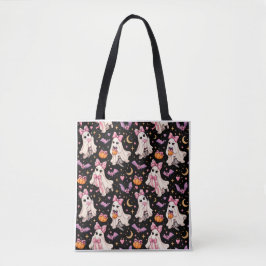 Spooky Coquette Ghost Halloween Tote Bag