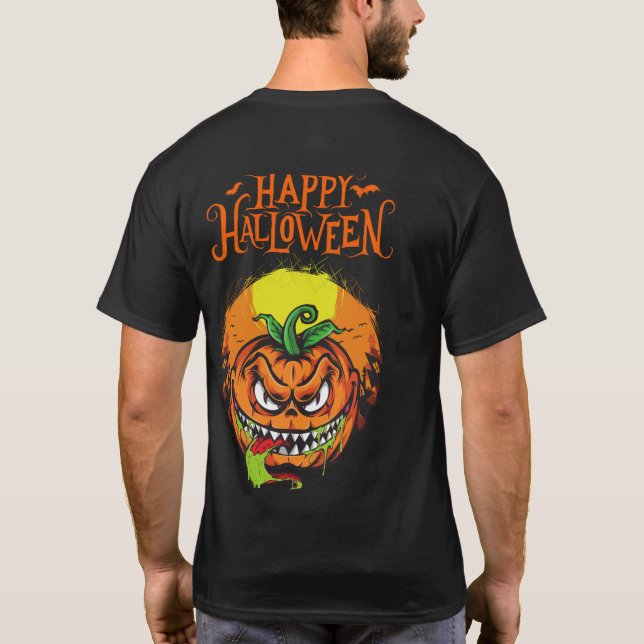 "Spooky Evil Pumpkin Halloween T-Shirt – Trick or  (Verso)