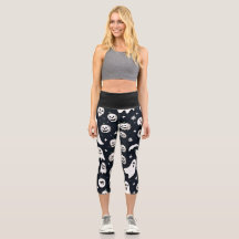 Spooky Ghost e Pumpkin Halloween Capri Leggings