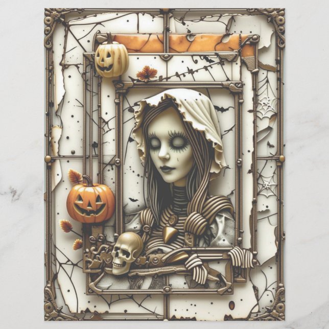 Spooky Gothic Scrapbook Papel Assombrado Halloween (Frente)